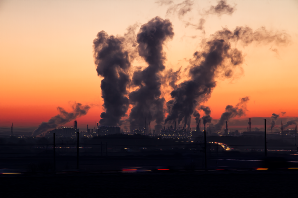 Platform industry, sunset, pollution, dusk, twilight, nature, smoke, fumes, air pollution, industrial plant, sunrise, chimney, smog, evening sky, power plant, exhaust, factory